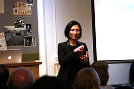 May Hwang of HighPoint Technologies answers questions from the group on their RocketStor RAID storage options.